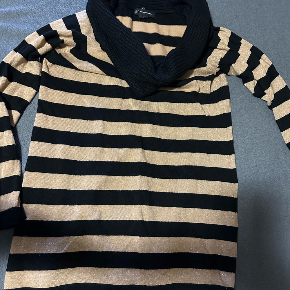 INC Striped Black and Gold Sweater